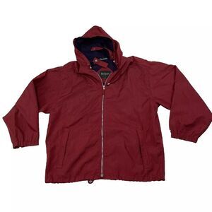 Vintage ROCKPORT Rain Jacket Mens L Red Light Packable Outdoors Hood Work Wear L